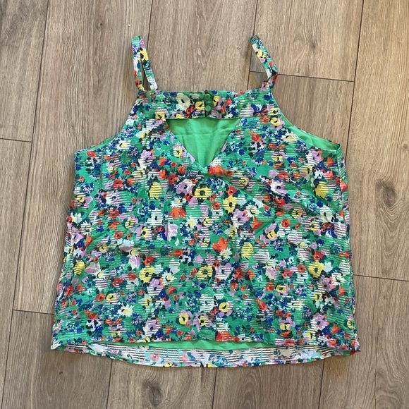 Anthropologie Maeve Women's Quinn Textured Floral Green Cami Top size 12 - Picture 4 of 9
